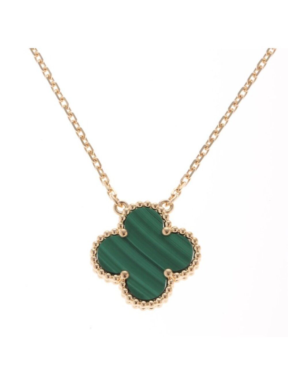Van Cleef & Arpels Vintage Alhambra NC YG Malachite Necklace 18k Yellow Gold 18k